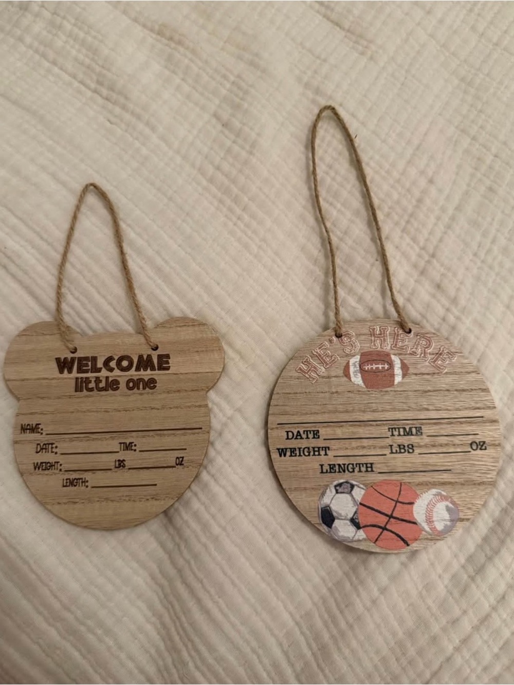 Wooden Baby Announcement Signs - Neutral Tan
